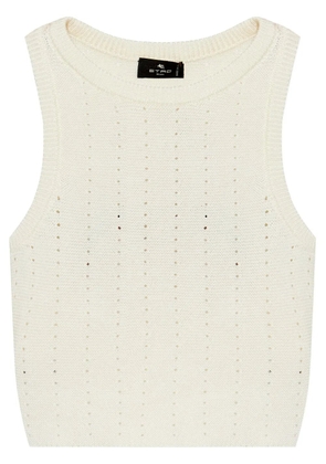 ETRO punched-detail crop top - Neutrals