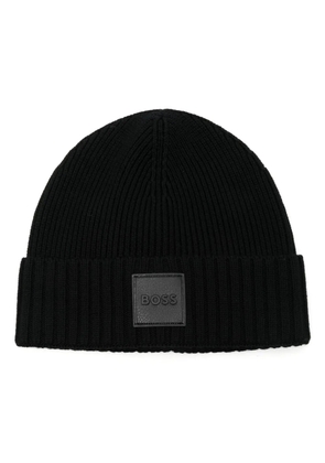 BOSS logo-patch beanie hat - Black