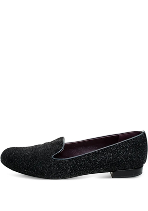 Stuart Weitzman pre-owned glittered leather loafers - Black