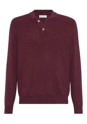Brunello Cucinelli ribbed henley sweater - Red