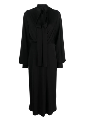 Sportmax attached-scarf silk-blend midi dress - Black