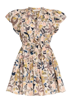 Ulla Johnson floral-print puff-sleeve mini dress - Neutrals