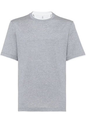 Brunello Cucinelli contrasting-trim jersey T-shirt - Grey