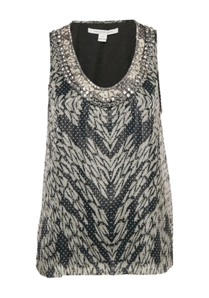 Diane Von Furstenberg Vintage embellished pattern top - Black
