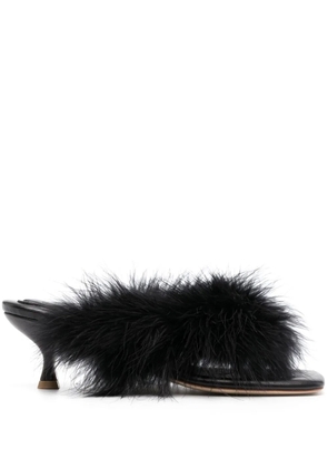 Sleeper feathered slip-on sandals - Black