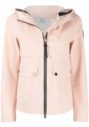 Woolrich logo-patch hooded zip-front jacket - Pink