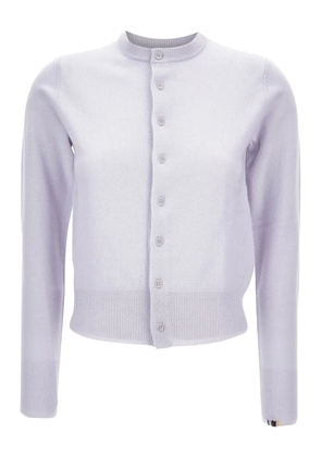 extreme cashmere ribbed-collar button cardigan - Blue