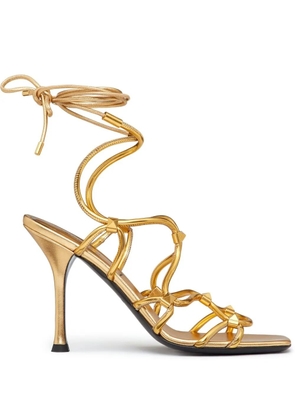 Valentino Garavani Rockstud Net lace-up sandals - Gold