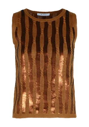 Max Mara sequin-embellishment cable-knit top - Brown