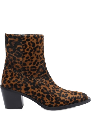 Stuart Weitzman 70mm leopard-print ankle boots - Brown
