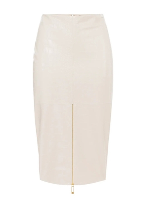 Elisabetta Franchi crocodile-print texture zip-front skirt - White