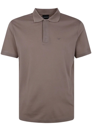 Emporio Armani logo-embroidered cotton polo shirt - Brown