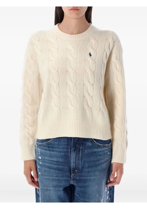 Polo Ralph Lauren embroidered-logo cable-knit sweater - White