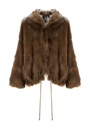 Sword hooded faux-fur jacket - Brown