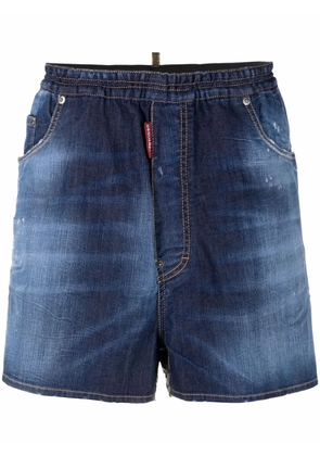 DSQUARED2 distressed panelled denim shorts - Blue