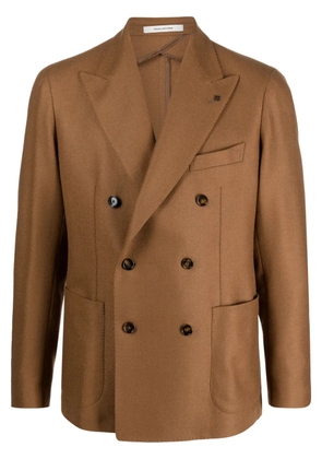 Tagliatore double-breasted wool blend blazer - Brown