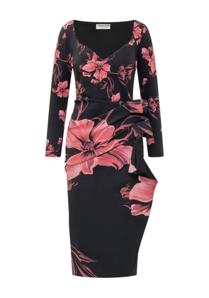 CHIARA BONI La Petite Robe Silvheart floral-print draped midi dress - Black
