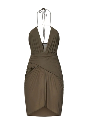 Amazuìn halterneck ruched mini dress - Green