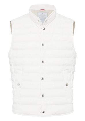Brunello Cucinelli high-neck quilted gilet - White