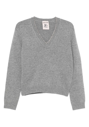 Semicouture embellished v-neck sweater - Grey