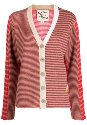 YANYAN KNITS striped V-neck cardigan - Red