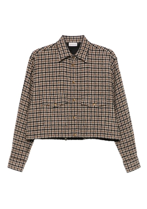 Moncler macro-check wool overshirt - Brown