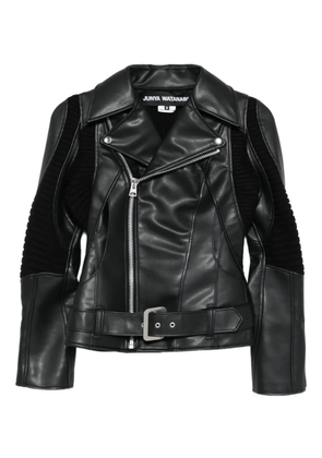 Junya Watanabe ribbed-panel faux-leather jacket - Black