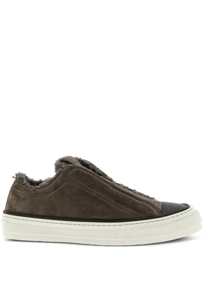 Brunello Cucinelli shearling-trim sneakers - Brown