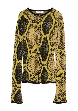 The Attico snakeskin-intarsia cardigan - Yellow
