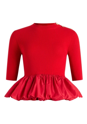 Patou ribbed ruffle-hem jumper - Red