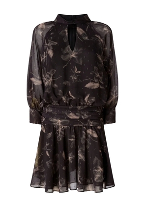 PINKO floral-print gathered mini dress - Black