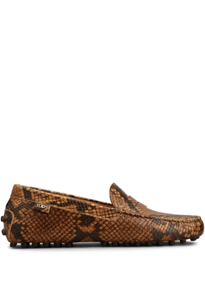 Tod's snake-print loafers - Brown
