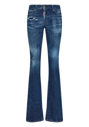 DSQUARED2 logo-patch cotton-blend bootcut jeans - Blue