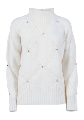 Kangra diamond-pattern embellished sweater - White
