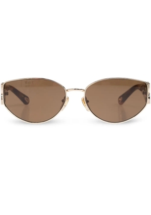 Chloé Eyewear logo-engraved oval-lens sunglasses - Brown