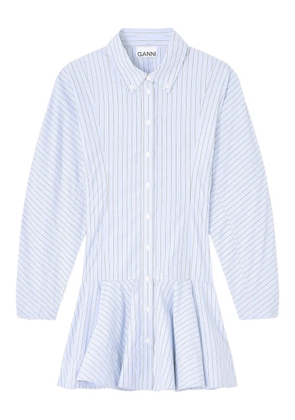 GANNI striped mini shirt dress - Blue