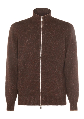 Brunello Cucinelli high-neck zip-up cardigan - Brown