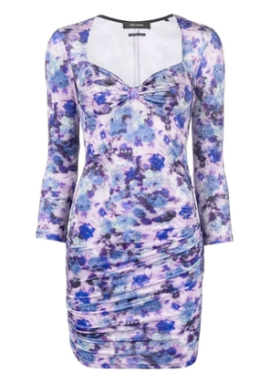ISABEL MARANT floral-print ruched minidress - Purple