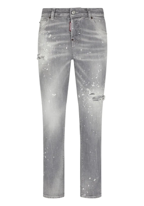 DSQUARED2 paint-splatter ripped jeans - Grey