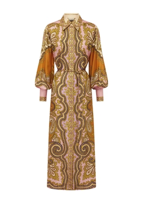 ALEMAIS paisley-print puff-sleeve maxi dress - Brown