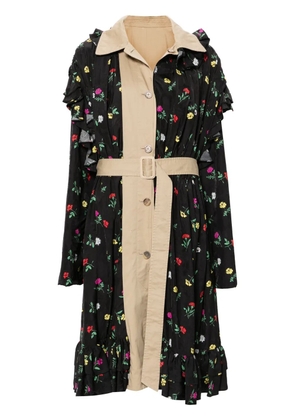 Balenciaga floral trench coat - Black