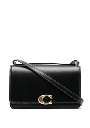Coach logo-plaque leather shoulder bag - Black