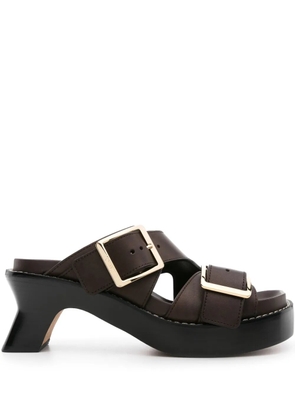 LOEWE 70mm buckled leather mules - Brown