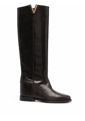 Via Roma 15 logo plaque knee-length boots - Brown