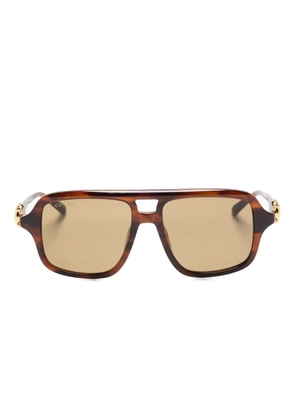 Gucci Eyewear pilot-frame horsebit-detail sunglasses - Brown