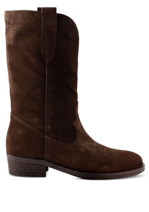 Via Roma 15 stitched suede-leather boots - Brown
