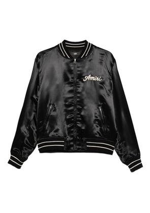 AMIRI embroidered satin bomber jacket - Black