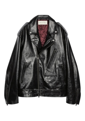 DRIES VAN NOTEN belted biker jacket - Black
