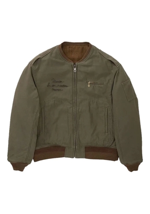 visvim embroidered ribbed bomber jacket - Brown