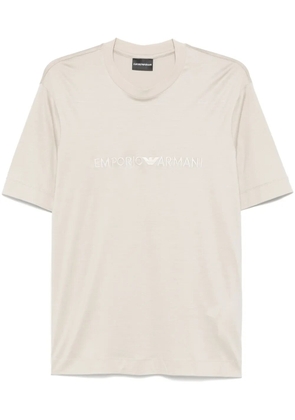 Emporio Armani logo-embroidered T-shirt - Neutrals